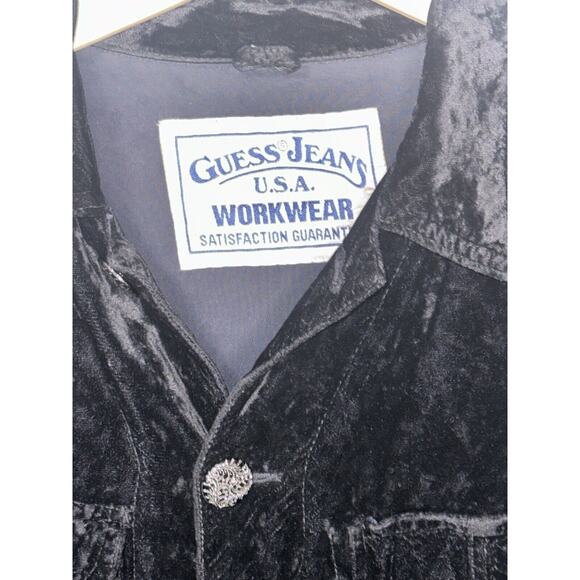 Guess Jeans Men’s Jacket Size Medium Button-Up Black Velvet - Picture 3 of 10